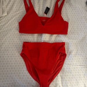 nuuds Red High-Waist Bikini Set